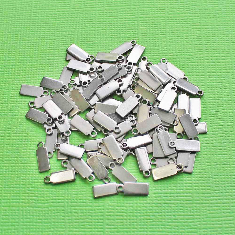 SALE Rectangle Stamping Blanks - Stainless Steel - 11mm x 4mm - 50 Tags - MT293