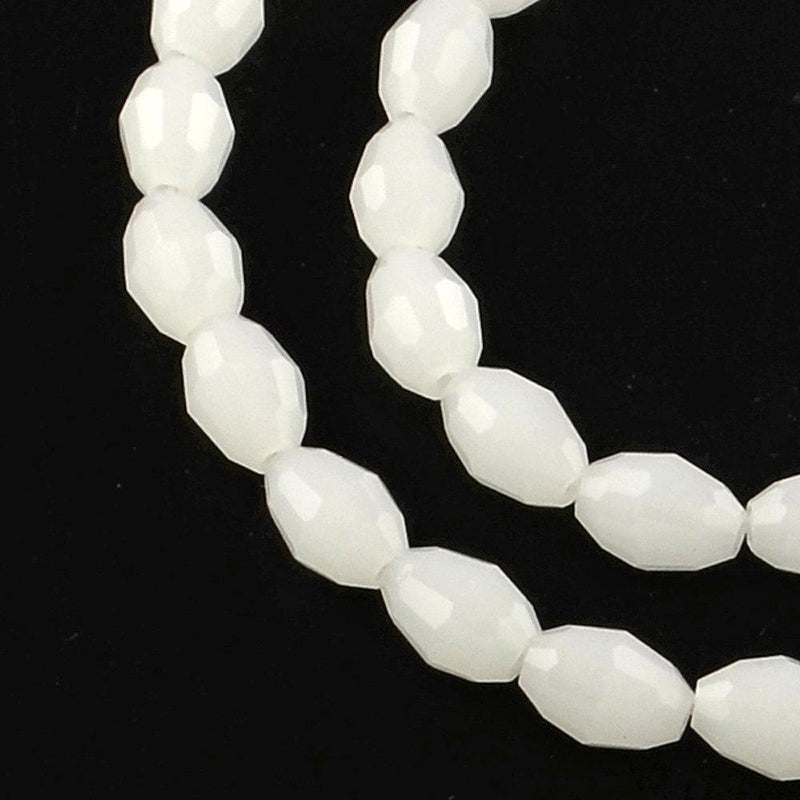Faceted Glass Beads 6mm x 4mm - Winter White - 1 Strand 72 Beads - BD1057