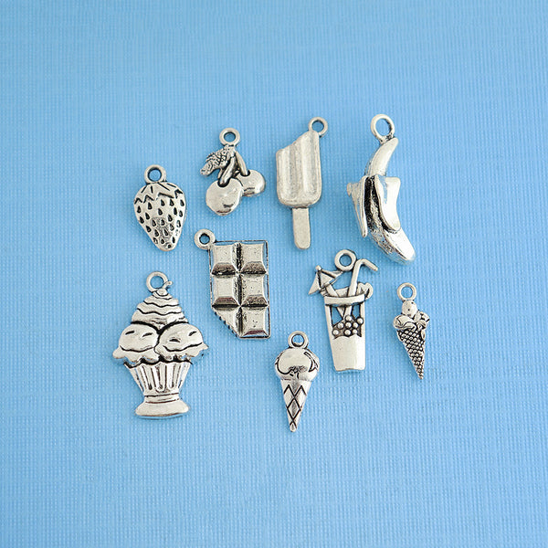 Ice Cream Shoppe Charm Collection Antique Silver Tone 9 Different Charms - COL067