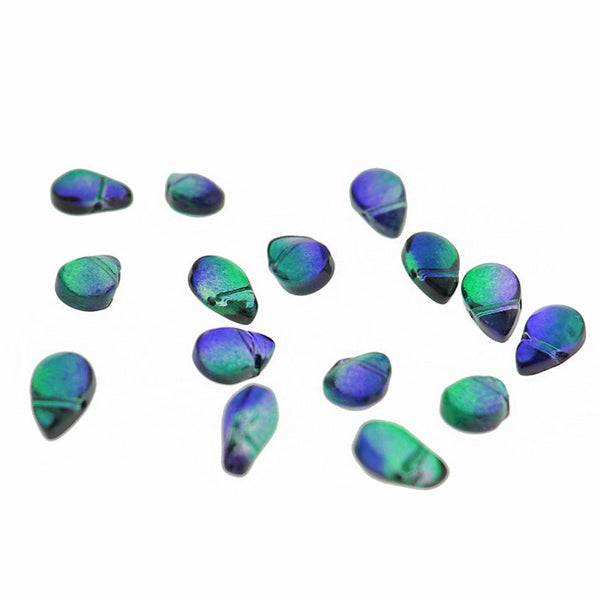 10 Mermaid Tear Drop Glass Charms - Z1135