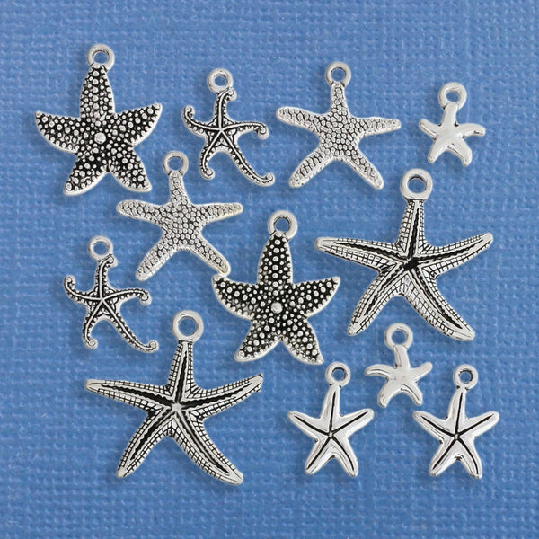 Starfish Charm Collection Antique Silver Tone 12 Charms - COL255
