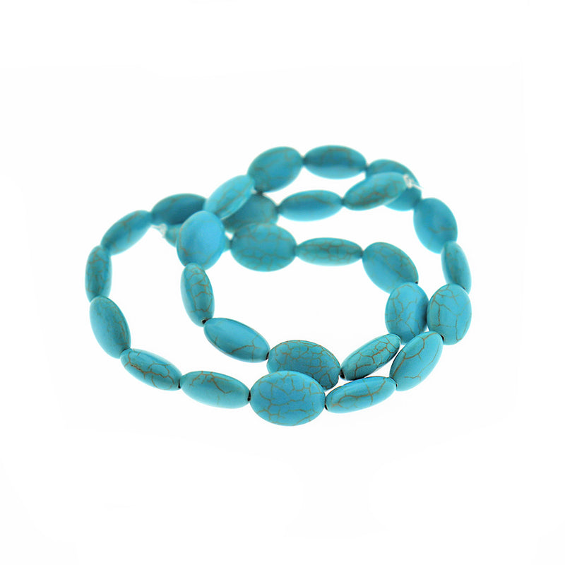 Oval Synthetic Turquoise Beads 13mm x 10mm - Turquoise - 1 Strand 30 Beads - BD2472