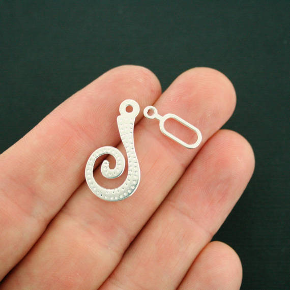 Silver Tone Toggle Clasps 26mm x 14mm - 8 Sets 16 Pieces - SC6994