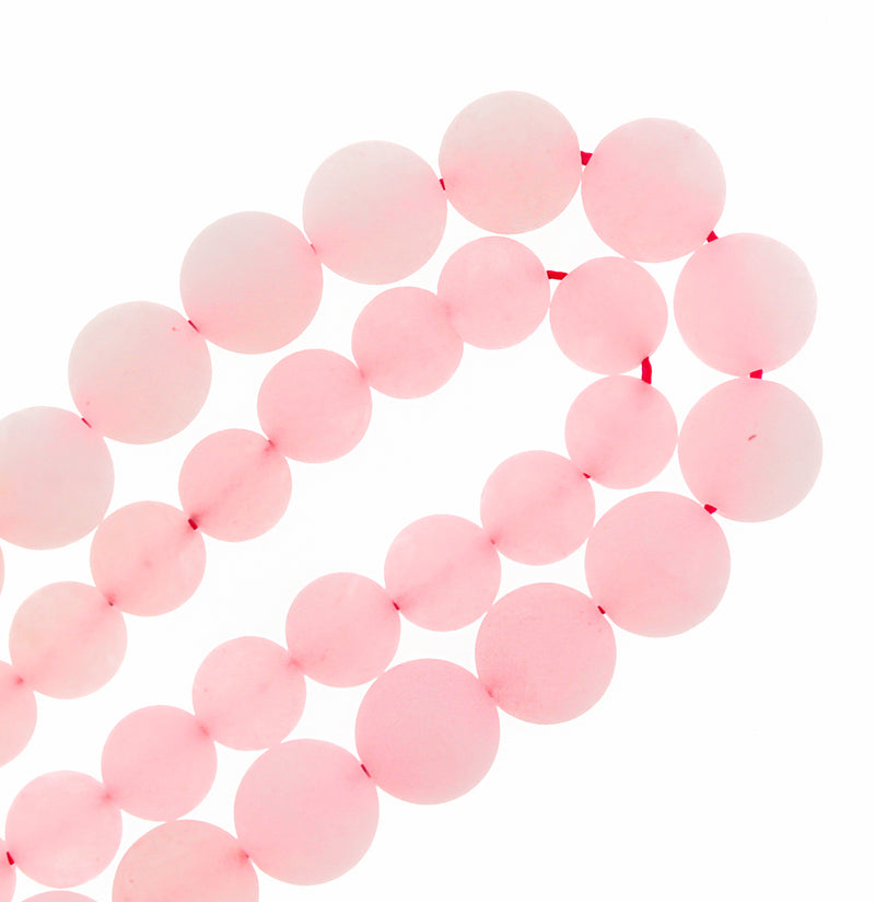 Perles rondes de quartz rose naturel 8 mm ou 10 mm - Choisissez votre taille - Rose pétale - 1 brin complet de 15,5" - BD1710