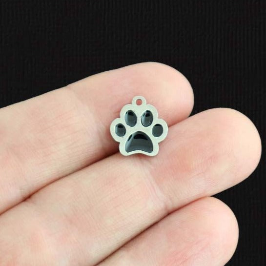 4 Paw Print Enamel Stainless Steel Charms - SSP492