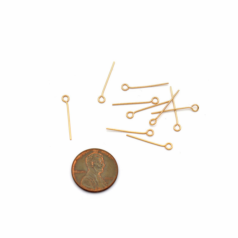 Gold Stainless Steel Eye Pins - 20mm - 50 Pieces - PIN104