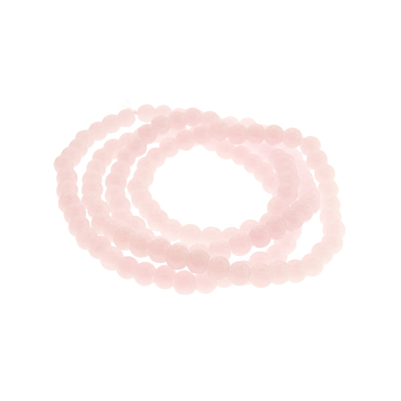 Round Glass Beads 6.5mm - Petal Pink - 1 Strand 145 Beads - BD2696