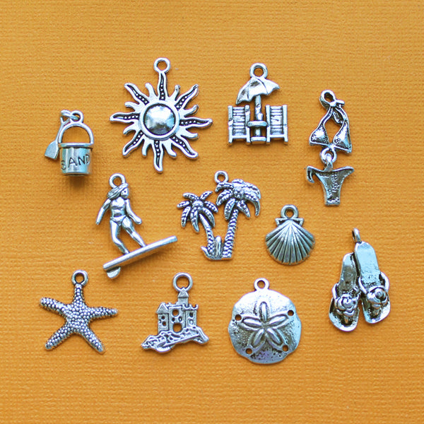 Beach Charm Collection Ton argent antique 11 breloques différentes - COL004