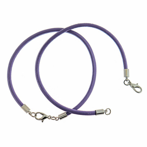 Bracelet Simili Cuir Violet 7" - 4mm - 1 Bracelet - N307