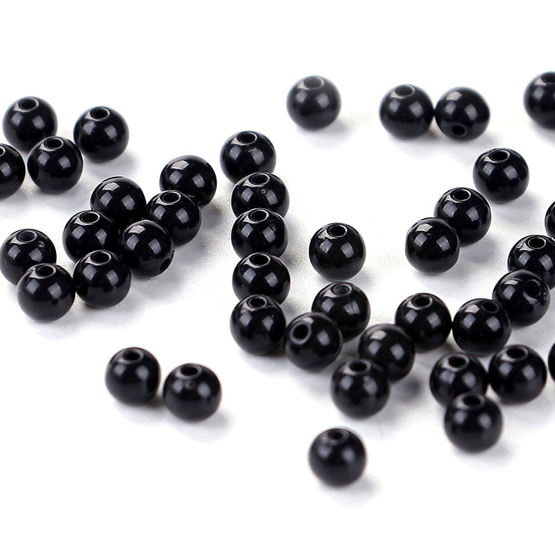 Round Acrylic Beads 5mm - Midnight Black - 250 Beads - BD039