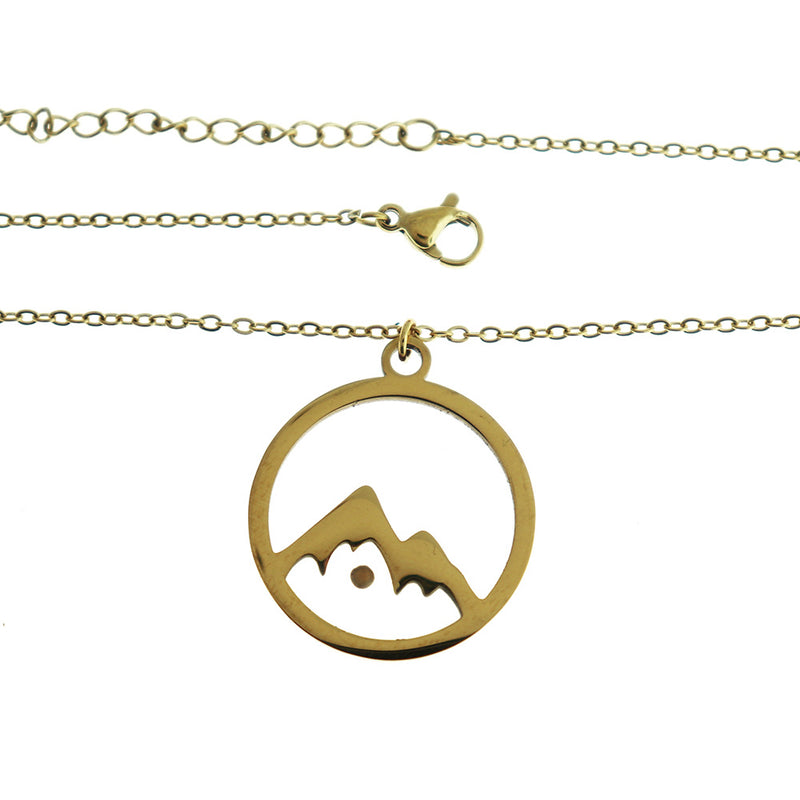 Gold Tone Stainless Steel Cable Chain Necklaces 17.71" With Creativity Mustard Seed Pendant - 5 Necklaces - Z136