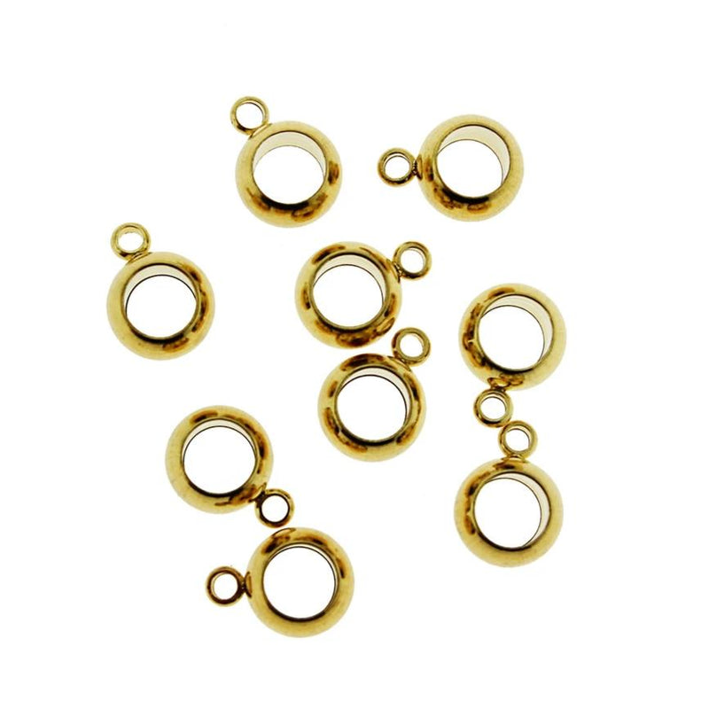 Bail Stainless Steel Beads 11mm x 8mm - Gold Tone - 4 Beads - FD806