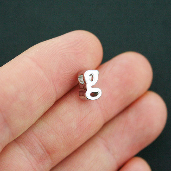 SALE Letter G Spacer Beads 9mm x 4mm - Silver Tone - 4 Beads - SC5160