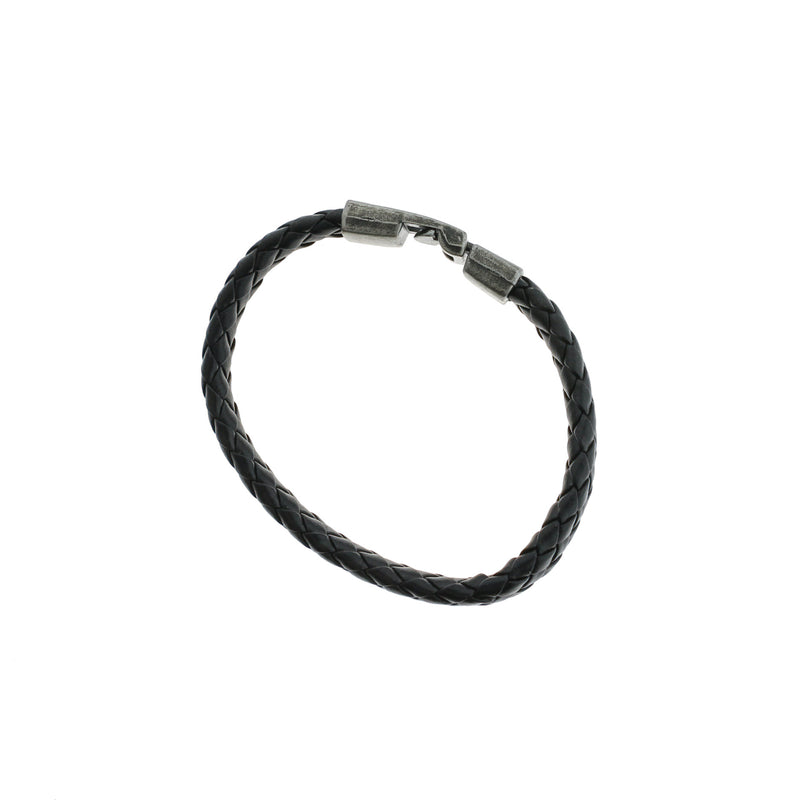 Black Faux Leather Bracelet 8.4" - 4mm - 1 Bracelet - N790