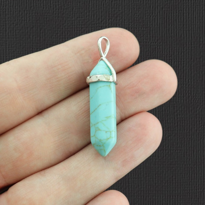 Pendentif en cristal de pierre gemme imitation turquoise - GEM101