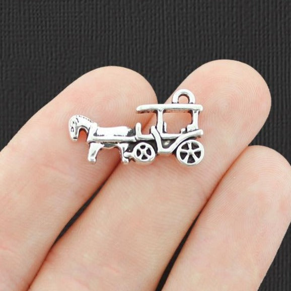 4 Carriage Antique Silver Tone Charms - SC4842