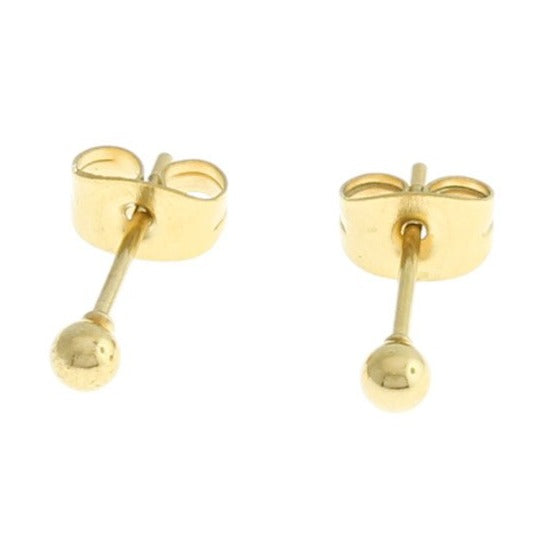 Gold Stainless Steel Earrings - Ball Studs - 11mm x 6mm - 2 Pieces 1 Pair - ER213