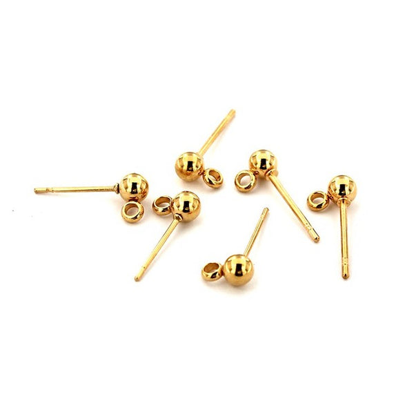 Gold Tone Earrings - Stud Bases - 7mm x 4mm - 2 Pieces 1 Pair - FD721