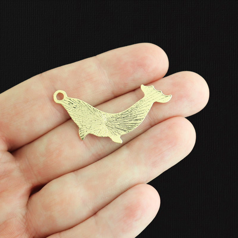 4 Whale Gold Tone Enamel Charms - E529