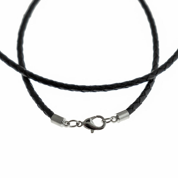 Black Polyester Cord Necklace 21" - 3mm - 1 Necklace - N525