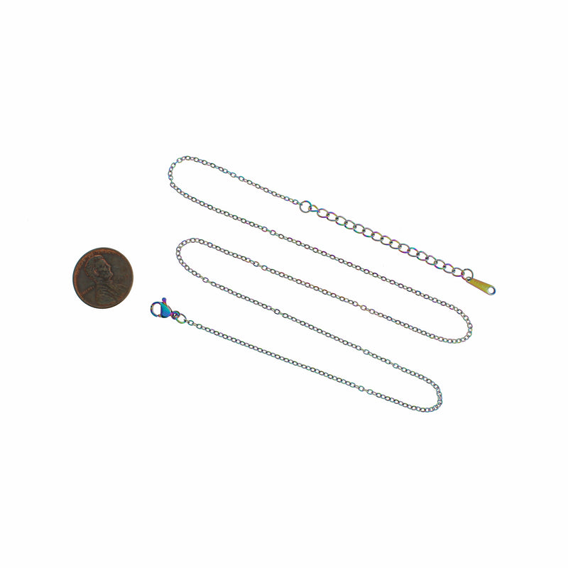 Colliers de chaîne de câble en acier inoxydable électrolytique arc-en-ciel 20" plus rallonge - 1,5 mm - 1 collier - N760