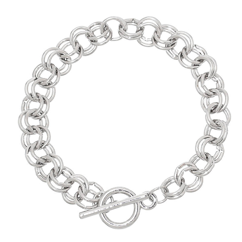 Silver Tone Cable Chain Bracelet 7.75" - 8mm - 1 Bracelet - N159