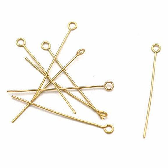 Gold Stainless Steel Eye Pins - 35mm - 25 Pieces - PIN095