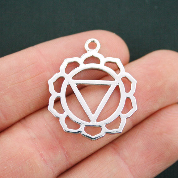 3 Chakra Antique Silver Tone Charms 2 faces - SC5296