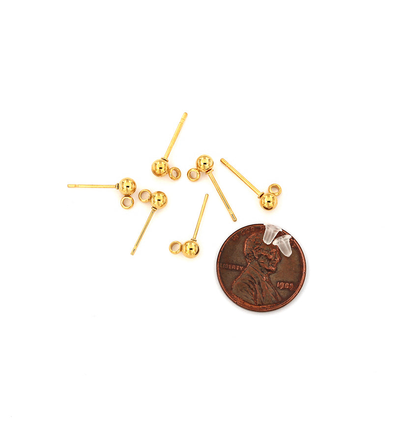 Gold Tone Earrings - Stud Bases - 7mm x 4mm - 2 Pieces 1 Pair - FD721