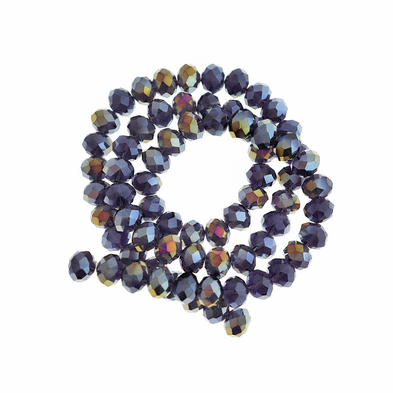 Faceted Glass Beads 9mm x 8mm - Electroplated Navy Blue - 1 Strand 70 Beads - BD1967
