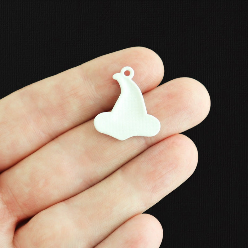 4 Witch Hat White Enamel Charms - E832
