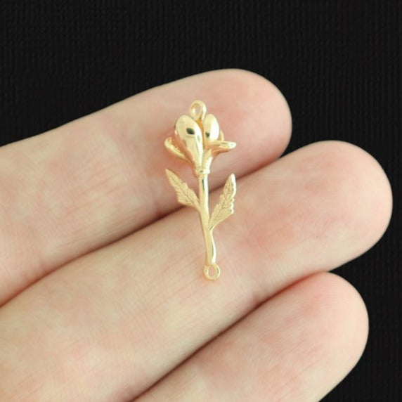 February Birth Flower Gold Tone Copper Charm 3D - GC277