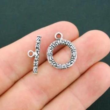 Silver Tone Toggle Clasps 21mm x 17mm - 5 Sets 10 Pieces - SC5802