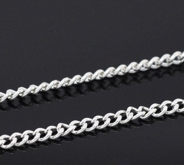 Bulk Silver Tone Curb Chain 32ft - 2mm - FD036