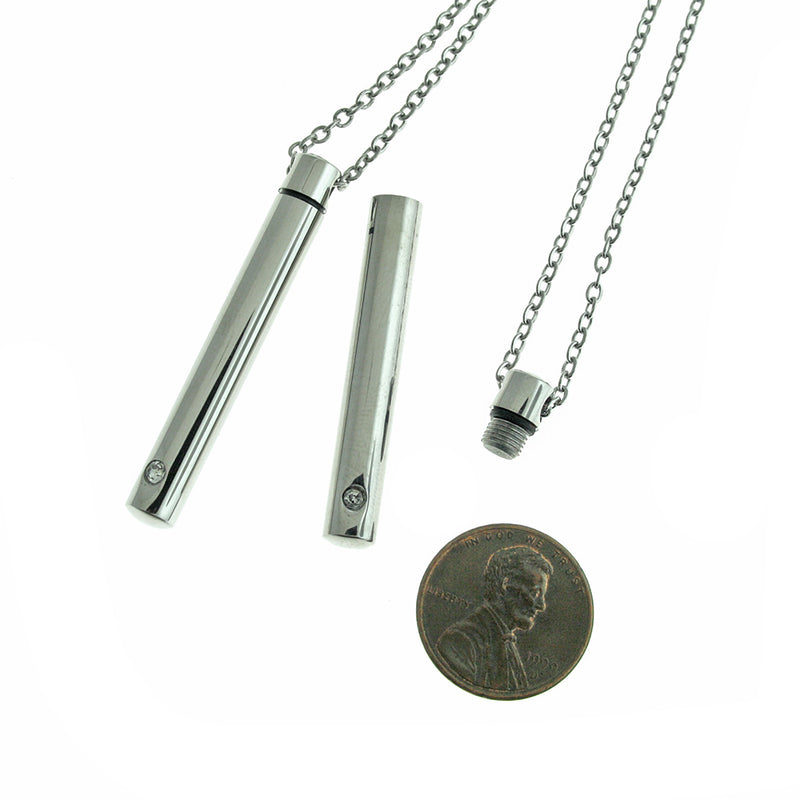 Collier chaîne torsadée argenté 20" avec pendentif urne funéraire - 2,5 mm - 1 collier - Z386