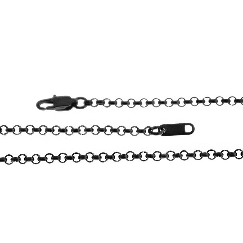 Gunmetal Stainless Steel Rolo Chain Necklace 20" - 3mm - 5 Necklaces - N820