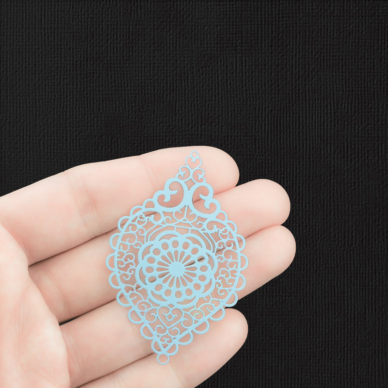 2 Filigree Marquise Enamel Charms - E1292