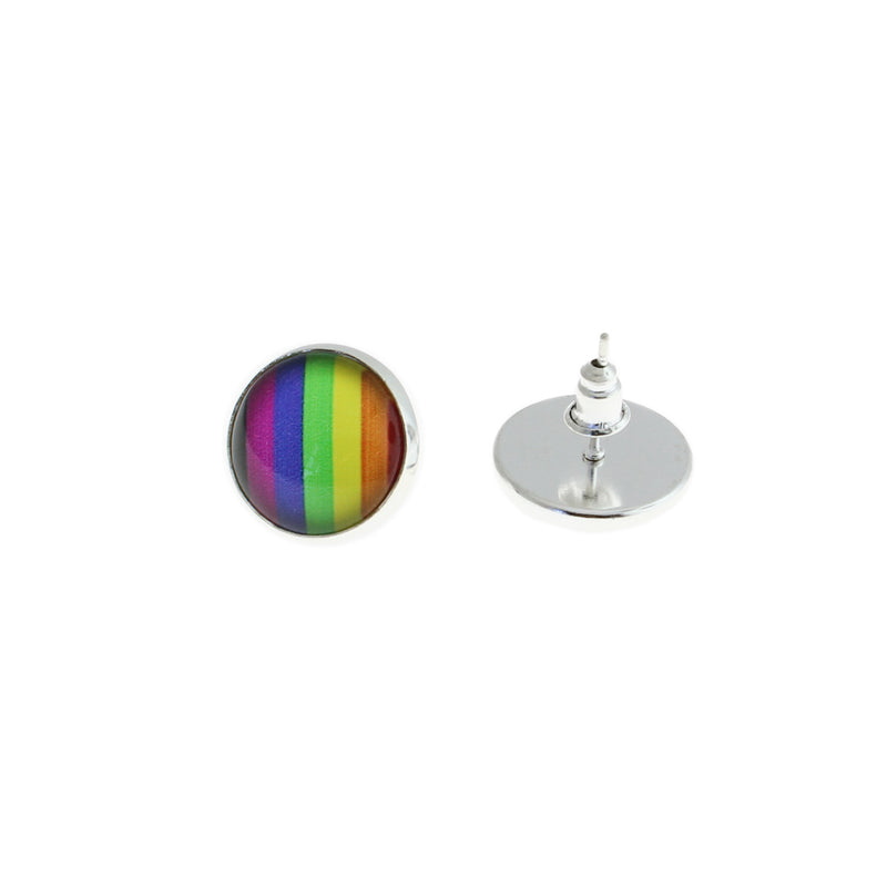 Stainless Steel Earrings - LGBTQ Pride Studs - 15mm - 2 Pieces 1 Pair - ER190