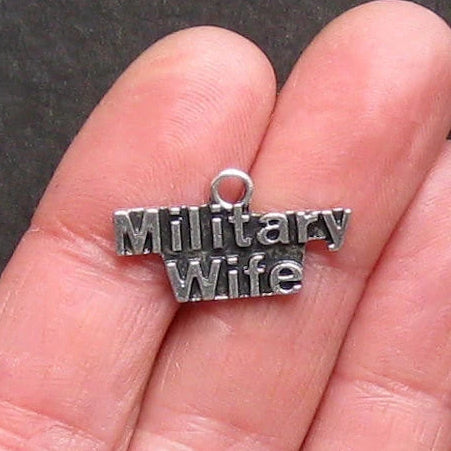 6 Military Wife Antique Silver Tone Charms - SC1243