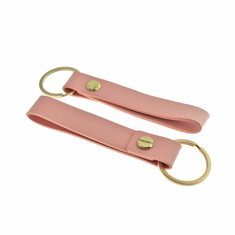 Pink Imitation Leather Lanyard Key Chain - 30mm - 1 Piece - FD1076