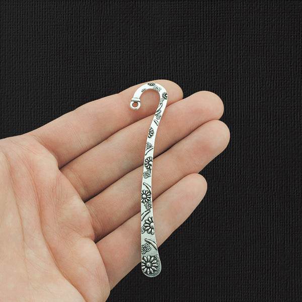 BULK 10 Bookmark Bases Antique Silver Tone Charms 2 Sided - SC2840