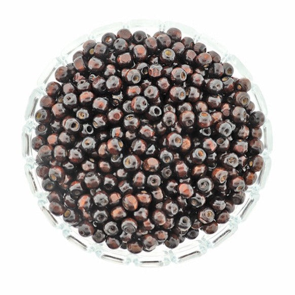 Perles Rondes en Bois 7mm - Marron Foncé et Noir - 100 Perles - BD2186