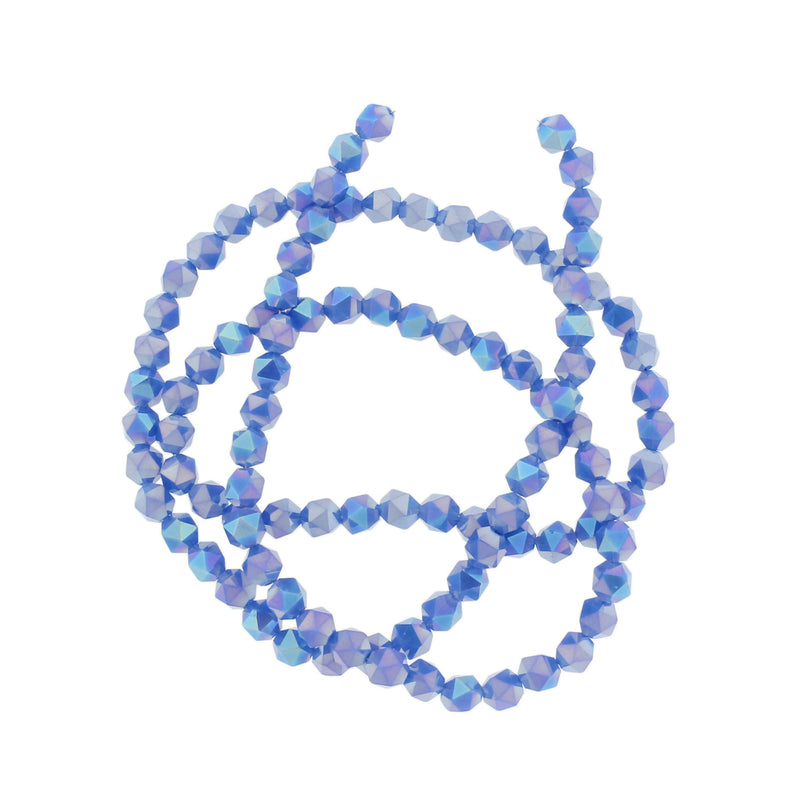 Perles de Verre à Facettes 5mm - Violet Galvanisé - 1 Rang 97 Perles - BD728