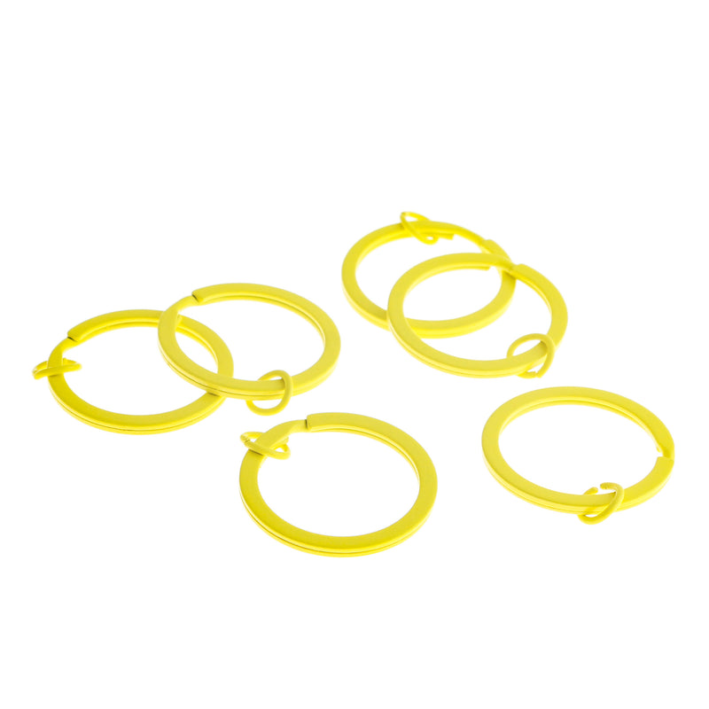 Porte-clés en émail jaune avec anneau de saut attaché - 30 mm - 4 pièces - FD163