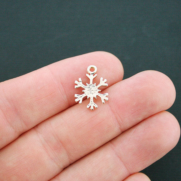 4 Snowflake Gold Tone Charms With Rhinestones - GC503