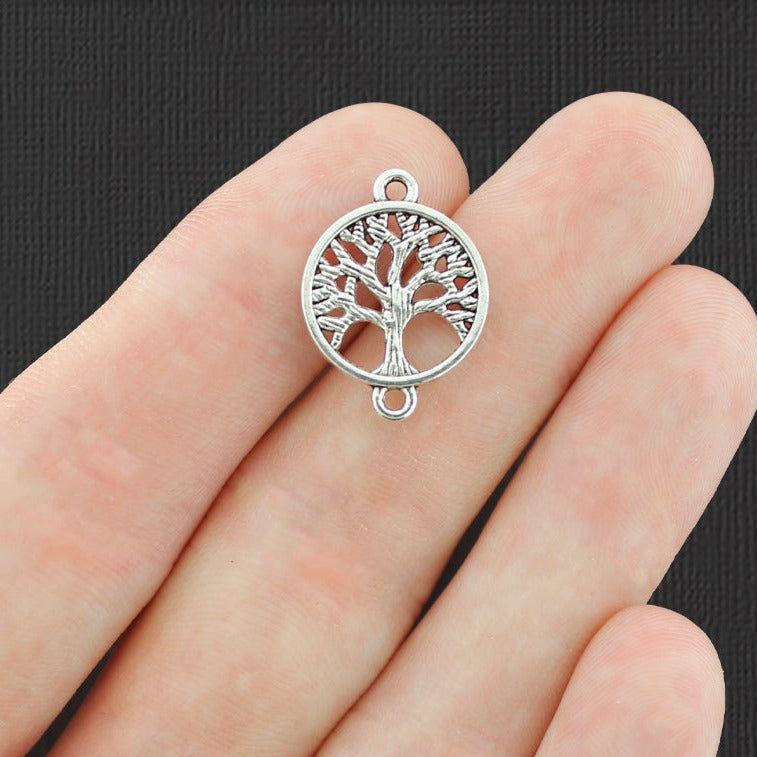 12 Tree of Life Connector Antique Silver Tone Charms - SC7646