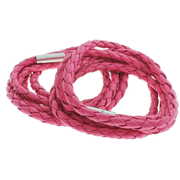 Pink Faux Leather Wrap Bracelet 40.1" - 4mm - 1 Bracelet - N787