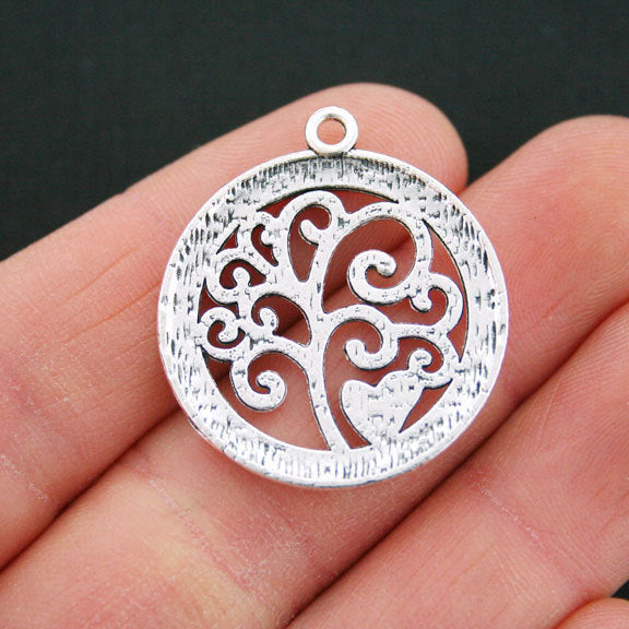 2 Mom Family Tree Antique Silver Tone Charms - SC5391