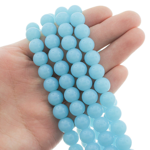 Round Imitation Jade Beads 10mm - Sky Blue - 1 Strand 33 Beads - BD2679