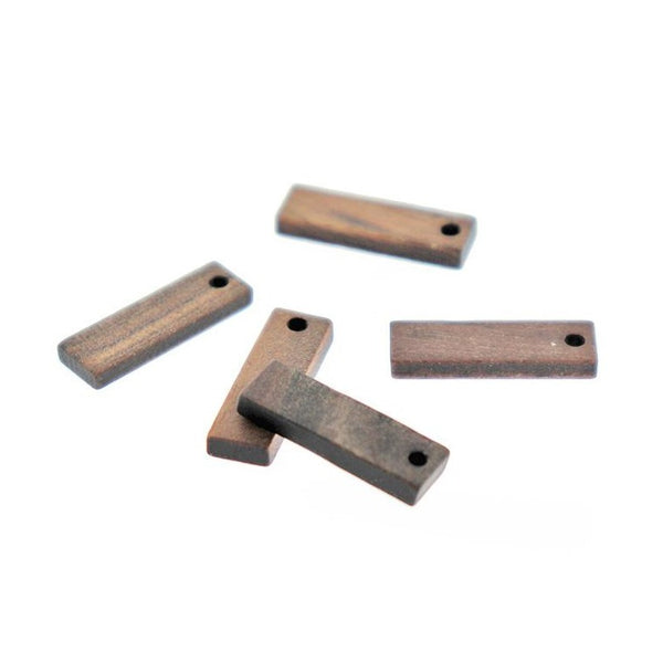 4 Breloques Bois Naturel Rectangle 20mm - WP069